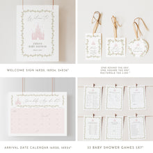 Load image into Gallery viewer, Princess Baby Shower Bundle, Pink Floral Castle Party Template Set 2042

