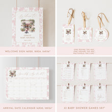 Load image into Gallery viewer, Baby Is Brewing Baby Shower Bundle, Pink Floral Cafe Theme Editable Templates Corjl 2044
