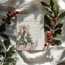 Load image into Gallery viewer, 2033 Pink Christmas Tree Favorite things Gift Exchange Party Invite, Digital download, Editable Template
