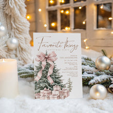 Load image into Gallery viewer, 2033 Pink Christmas Tree Favorite things Gift Exchange Party Invite, Digital download, Editable Template

