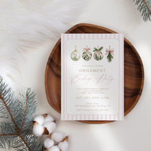 Load image into Gallery viewer, 2033 Pink Ornament Exchange Christmas Party Invite, Girls Night Pajama Party, Digital Download
