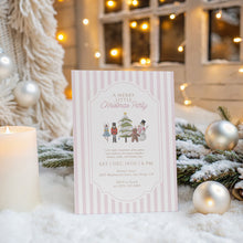 Load image into Gallery viewer, 2033 Pink Nutcracker Merry Little Party Invite Kids Christmas Invite Template, Digital Download
