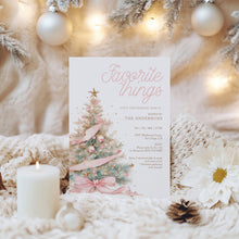 Load image into Gallery viewer, 2033 Pink Coquette Christmas Favorite things Gift Exchange Party Invite, Digital download, Editable Template
