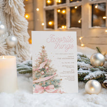 Load image into Gallery viewer, 2033 Pink Coquette Christmas Favorite things Gift Exchange Party Invite, Digital download, Editable Template
