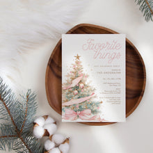 Load image into Gallery viewer, 2033 Pink Coquette Christmas Favorite things Gift Exchange Party Invite, Digital download, Editable Template
