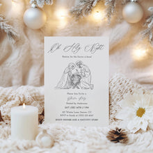 Load image into Gallery viewer, 2033 Minimal Oh Holy Night Nativity Scene Christian Christmas Dinner Invite, Editable Template, Digital Download

