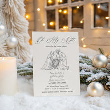 Load image into Gallery viewer, 2033 Minimal Oh Holy Night Nativity Scene Christian Christmas Dinner Invite, Editable Template, Digital Download
