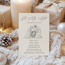 Load image into Gallery viewer, 2033 Minimal Oh Holy Night Nativity Scene Christian Christmas Dinner Invite, Editable Template, Digital Download
