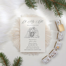 Load image into Gallery viewer, 2033 Minimal Oh Holy Night Nativity Scene Christian Christmas Dinner Invite, Editable Template, Digital Download

