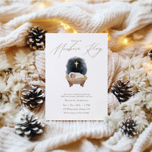 Load image into Gallery viewer, 2033 Christmas Party Nativity Baby Jesus Glory to the Newborn King Invite, Digital Download
