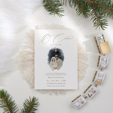 Load image into Gallery viewer, 2033 Christian Nativity Scene Christmas Invite Template, O Come Let Us Adore Him, Editable Digital Download
