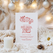 Load image into Gallery viewer, 2033 Whimsical Hot Cocoa, Cookie, &amp; Christ Christian Christmas Party Invite, Editable Digital Download
