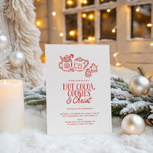 Load image into Gallery viewer, 2033 Whimsical Hot Cocoa, Cookie, &amp; Christ Christian Christmas Party Invite, Editable Digital Download
