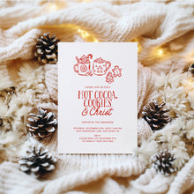 Load image into Gallery viewer, 2033 Whimsical Hot Cocoa, Cookie, &amp; Christ Christian Christmas Party Invite, Editable Digital Download
