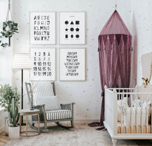 Load image into Gallery viewer, set of 4 black alphabet watercolor art prints 07-4001
