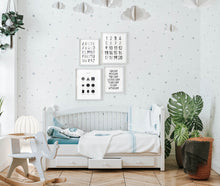 Load image into Gallery viewer, set of 4 black alphabet watercolor art prints 07-4001
