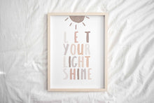 Load image into Gallery viewer, set of 6 neutral let your shine Christian kids bible verse art print 07-123
