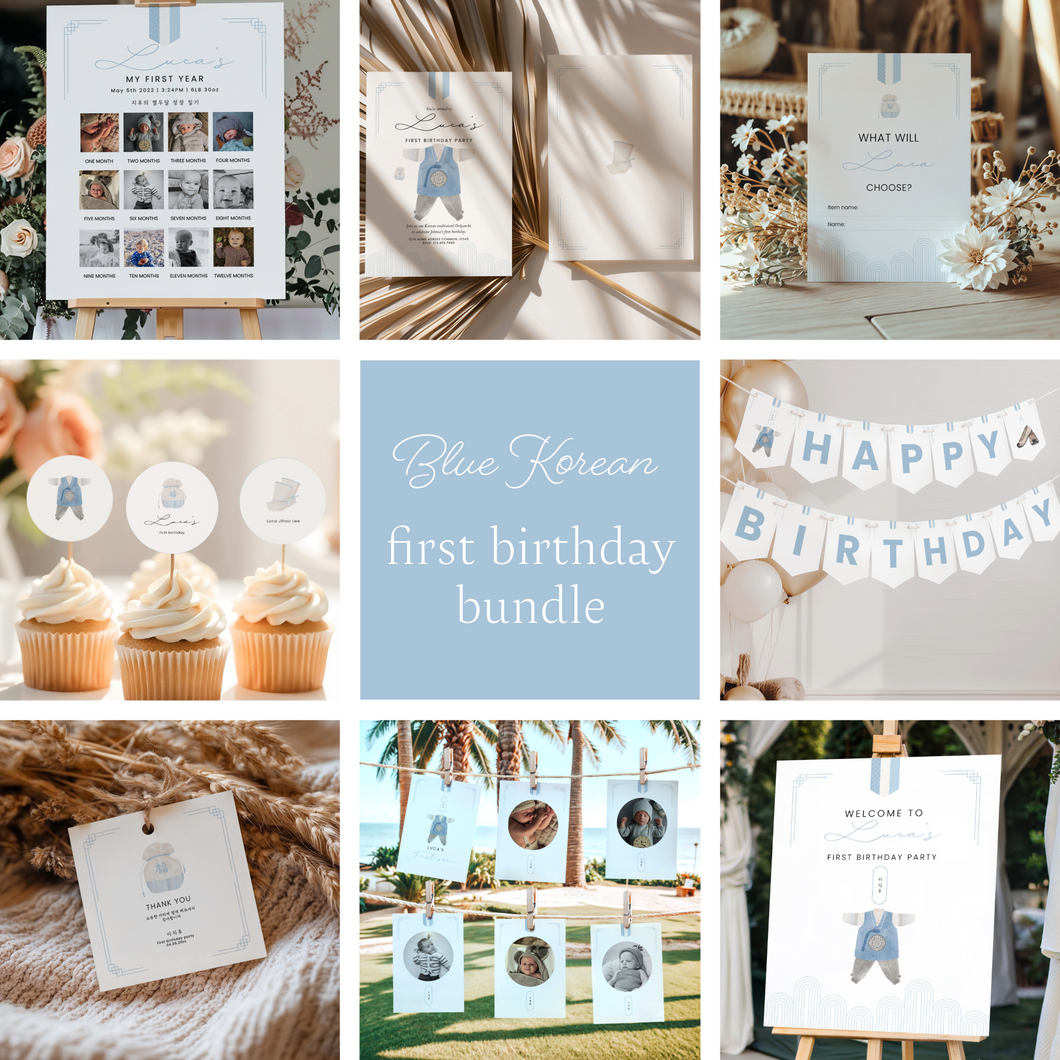 0304 Blue Korean first birthday Doljanchi bundle