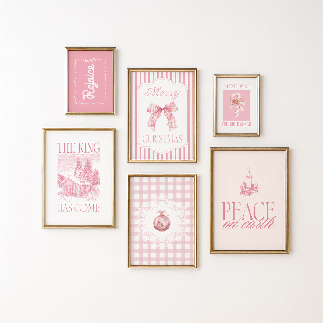 Set of 6 Pink Christian Christmas Wall Art Bundle 13-223