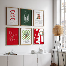 Load image into Gallery viewer, Set of 6 Red Green Christian Christmas Bible Verse Wall Art Bundle 13-221
