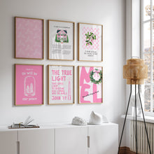 Load image into Gallery viewer, Set of 6 Pink Christian Christmas Bible Verse Wall Art Prints 13-213

