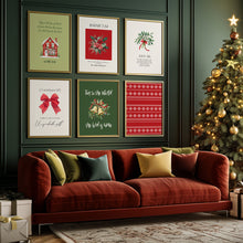 Load image into Gallery viewer, Set of 6 Red Green Christian Christmas Bible Verse Wall Art Prints 13-212
