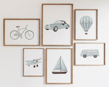 Load image into Gallery viewer, Blue Boys room wall set of 6 gallery prints
