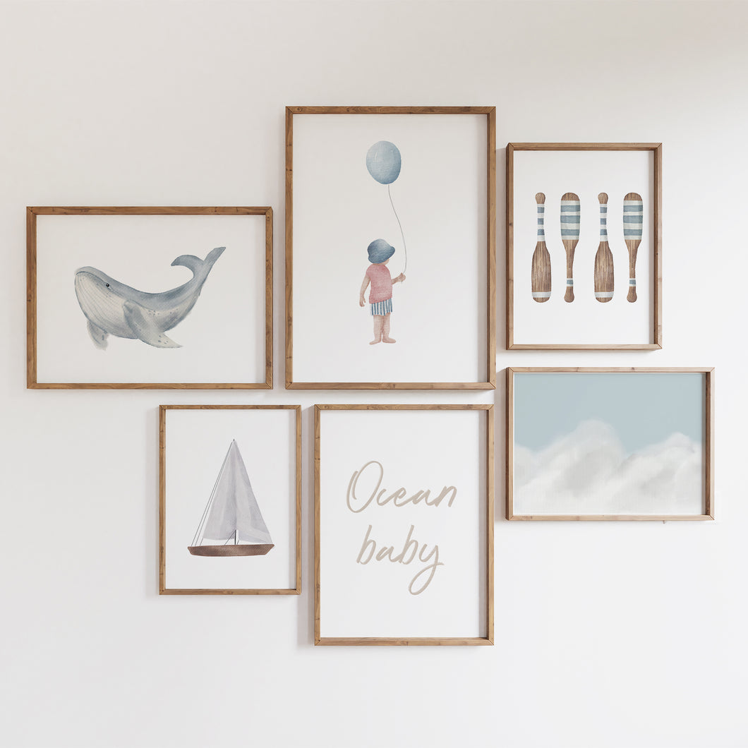 Blue beach house set of 6 gallery wall art prints 07-249