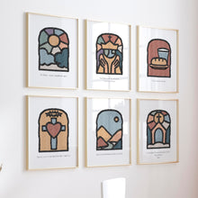 Load image into Gallery viewer, set of 6 boho Christian boho the lords prayer art prints2 07-222
