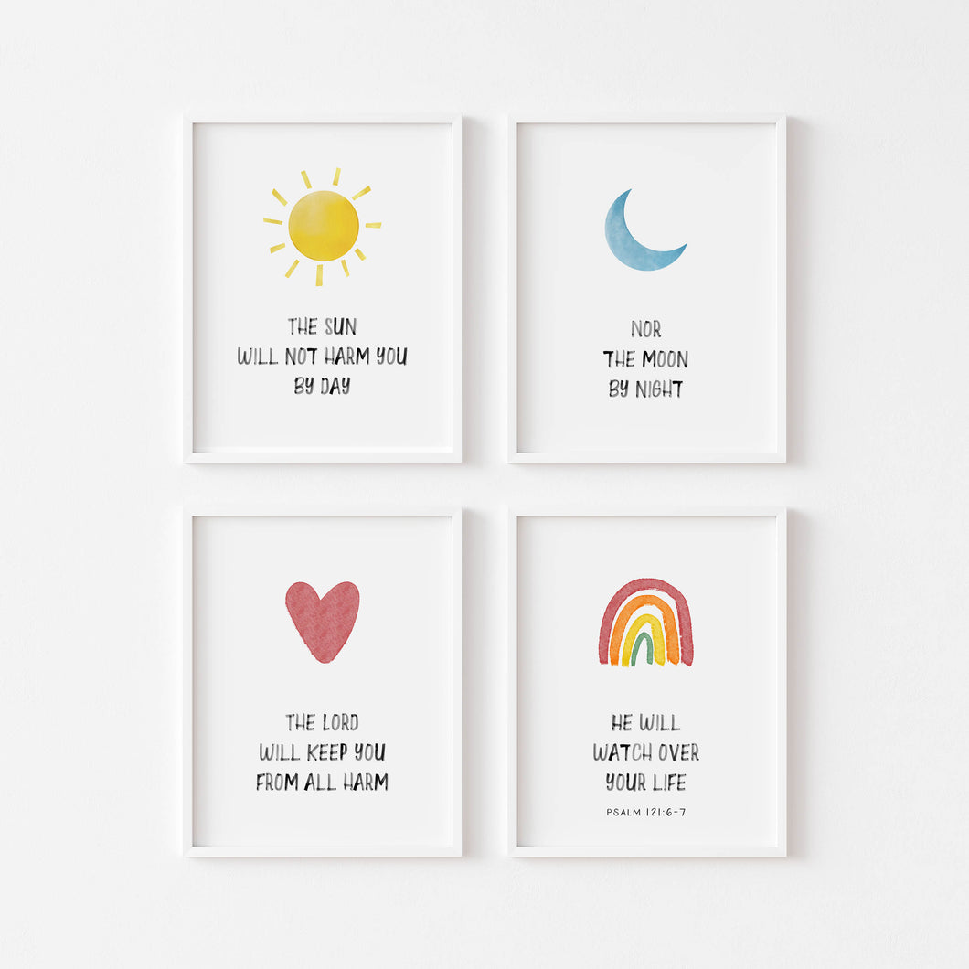 Watercolor nursery boho bible verse set of 4 art prints