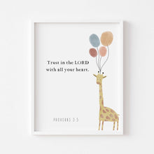 Load image into Gallery viewer, set of 6 boho cute animal with balloons bible verse art prints 07-171
