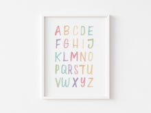Load image into Gallery viewer, set of 6 pastel alphabet with rainbow watercolor art prints 07-4002
