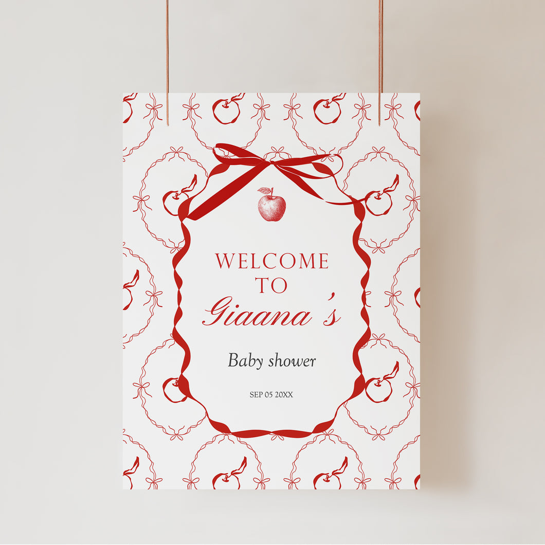 2020 red apple in our eye welcome sign template