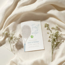 Load image into Gallery viewer, 0312 blue first match tennis birthday invitation template
