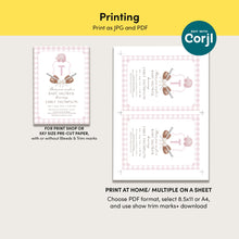 Load image into Gallery viewer, Corjl editable pink preppy baseball baby shower crest invitation 2016
