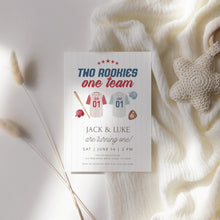 Load image into Gallery viewer, 0314 twins brothers baseball birthday invitation template
