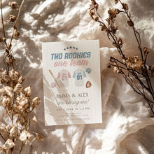 Load image into Gallery viewer, 0314 twins siblings baseball birthday invitation template
