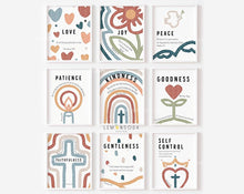 Load image into Gallery viewer, The fruit of the spirit set of 9 boho Kids Church Sunday school print
