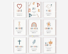 Load image into Gallery viewer, The fruit of the spirit set of 9 boho Kids Church Sunday school print2
