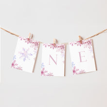 Load image into Gallery viewer, 0319 Winter Onederland Editable Banner Template - Pink Snowflake 1st Year Photo Milestone Decor
