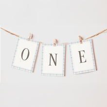 Load image into Gallery viewer, Pink Blue Twin Siblings Rocking Horse 12-Month Photo Banner Template Bundle, Digital Download 0327
