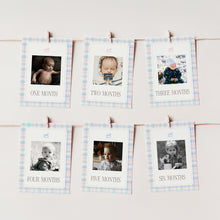 Load image into Gallery viewer, Pink Blue Twin Siblings Rocking Horse 12-Month Photo Banner Template Bundle, Digital Download 0327
