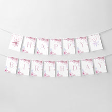 Load image into Gallery viewer, 0319 Winter Onederland Editable Banner Template - Pink Snowflake 1st Year Photo Milestone Decor
