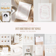 Load image into Gallery viewer, Pink Toile Birthday Invitation Bundle, Coquette Bow Spring 1st Birthday, Editable Template 0328
