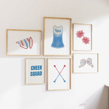 Load image into Gallery viewer, Watercolor red blue Cheerleading gallery wall art print 07-32505
