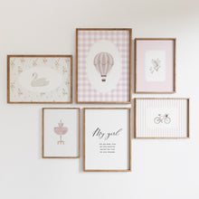 Load image into Gallery viewer, Pink Nursery Gingham Preppy Art Print For Girls (choose you print) 07-265
