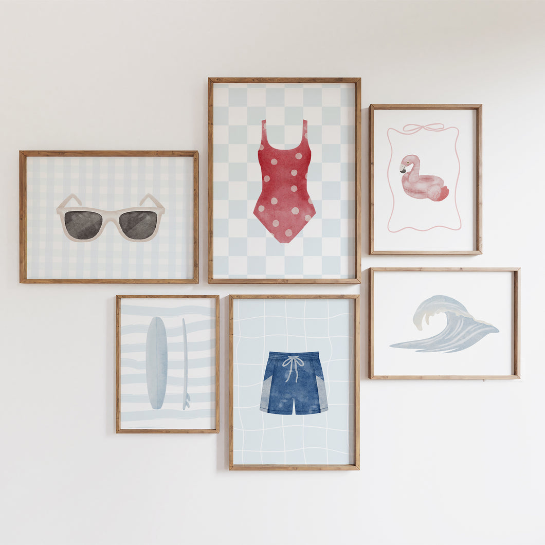 Watercolor summer coastal gallery wall art print 07-33701
