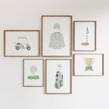 Load image into Gallery viewer, Sage green golf watercolor hand drawn gallery wall art prints 07-27119
