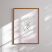 Load image into Gallery viewer, Pink Nursery Gingham Preppy Art Print For Girls (choose you print) 07-265
