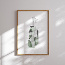 Load image into Gallery viewer, Sage green golf watercolor hand drawn gallery wall art prints 07-27119
